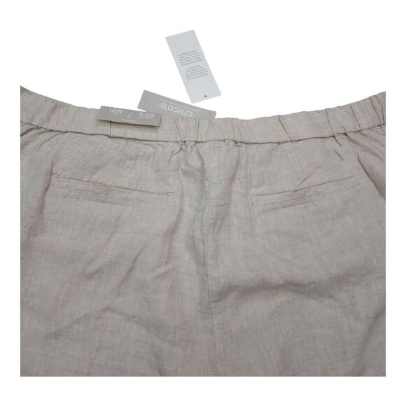 Chicos Natural Linen Slim Leg Pants Beige 3.5R Mid-Rise Tapered Ankle 26" Inseam - Picture 11 of 16